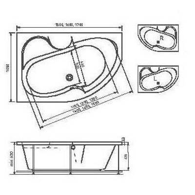Ванна VAYER Azalia 170x105. Фото