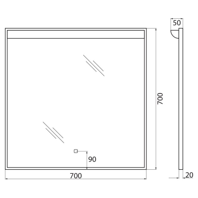 Зеркало с подсветкой BELBAGNO SPC-UNO-700-700-TCH. Фото