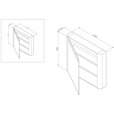 Зеркальный шкаф с подсветкой 80 см, левый, табачный дуб AM.PM Sensation M30MCL0801TF. Фото