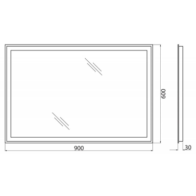 Зеркало с встроенным светильником и кнопочным выключателем BELBAGNO SPC-GRT-900-600-LED-BTN. Фото