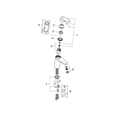 GROHE 2338220E Eurodisc Cosmopolitan Смеситель однорычажный, гладкий корпус, с энергосберегающим картриджом (подача холодной воды при центральном расположении рычага). Фото