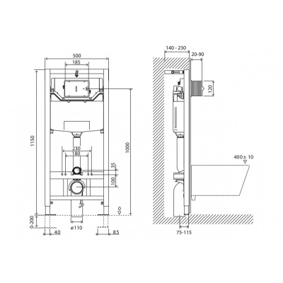 Инсталляция для подвесного унитаза BelBagno BB001-120/BB014-SR-BIANCO клавиша белый глянцевый. Фото