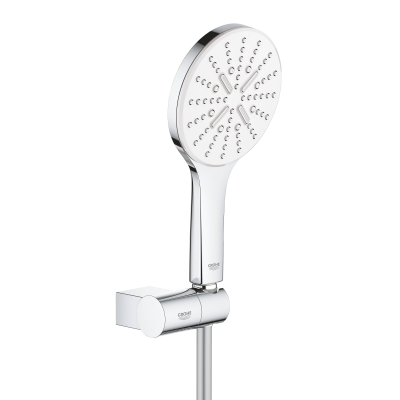 GROHE 26580LS0 Rainshower SmartActive 130 Душевой набор III (круглый ручной душ, настенный держатель, шланг 1500 мм), 9,5 л/мин, белая луна. Фото