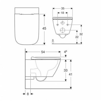 Унитаз GEBERIT Smyle Square Rimfree подвесной безободковый 500.683.01.1. Фото