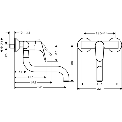 Смеситель Hansgrohe Focus для кухонной мойки настенный с поворотным изливом 31825000, хром. Фото