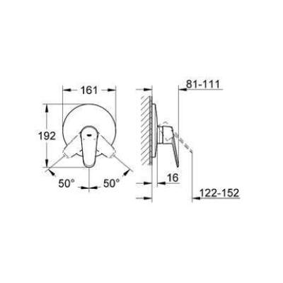 Смеситель для душа GROHE Eurodisc Сosmopolitan 19549002 (внешняя часть). Фото