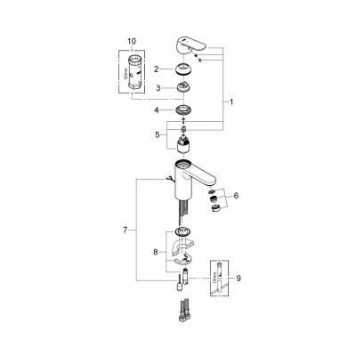 GROHE 2339700E Eurosmart Cosmopolitan Смеситель для раковины с цепочкой, средний излив, с энергосберегающим картриджем - подача холодной воды при центральном положении рычага. Фото