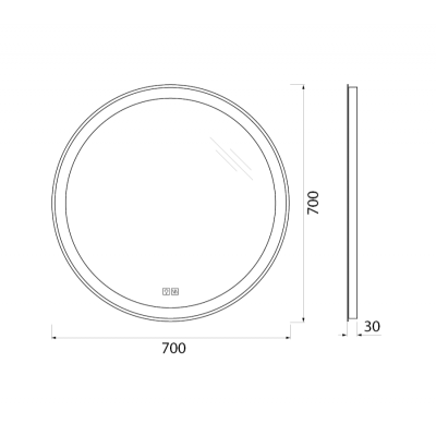 Зеркало с встроенным светильником, сенсорным выключателем и голосовым управлением BELBAGNO SPC-RNG-700-LED-TCH-SND. Фото