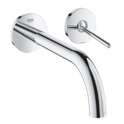 GROHE 19918003 Atrio New Joy Смеситель для раковины на 2 отверстия, настенный монтаж, вынос 221 мм, размер S (без встроенной части, комплект верхней монтажной части для 23 429 000). Фото