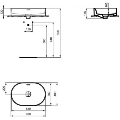 Раковина накладная IDEAL STANDARD Strada 60х40 T360401. Фото