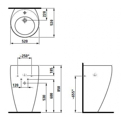 Раковина напольная LAUFEN Alessi IL Bagno 52х53 8.1197.1.400.104.1. Фото