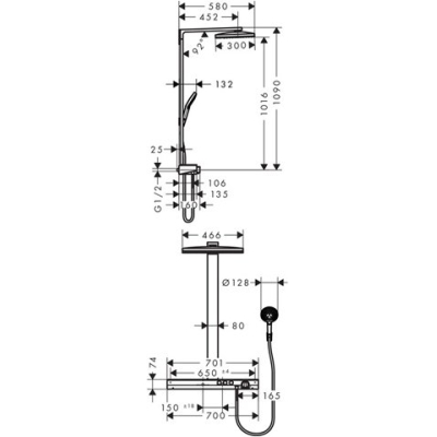 Душевая система Hansgrohe Rainmaker Select 460 2jet Showerpipe 27109400. Фото