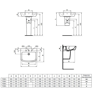 Раковина IDEAL STANDARD Tempo 60х50 T056401. Фото