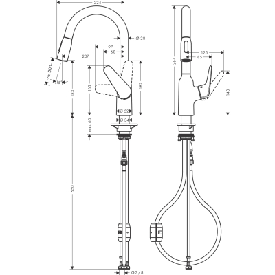 71801000 HANSGROHE  M42 180 Focus смеситель для кухни,с вытяжным душем. Фото