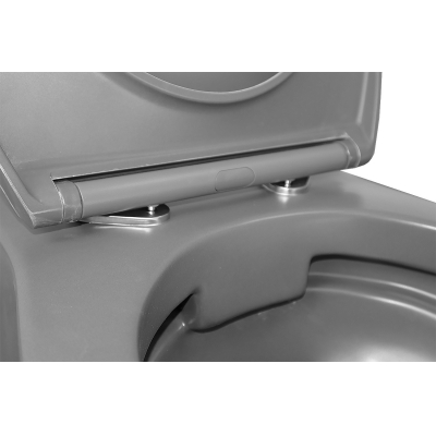 Унитаз подвесной Azario Keras 370х520х360 безободковый, с быстросъемным сиденьем микролифт, серый матовый (AZ-99046G). Фото