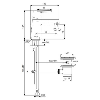 Смеситель для раковины IDEAL STANDARD Vito B0405AA. Фото