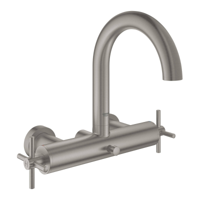 GROHE 25010DC3 Atrio New Смеситель двухвентильный для ванны, настенный монтаж, крестообразные ручки, СуперСталь. Фото