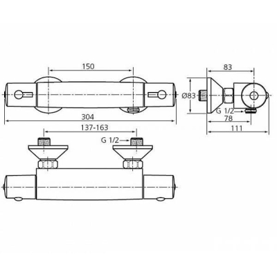 Смеситель термостатический для душа IDEAL STANDARD Ceratherm 50 A6367AA. Фото