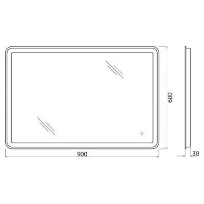 Зеркало с встроенным светильником и сенсорным выключателем BELBAGNO SPC-MAR-900-600-LED-TCH. Фото