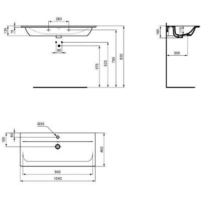 Раковина IDEAL STANDARD Connect Air 100х46 E027401. Фото