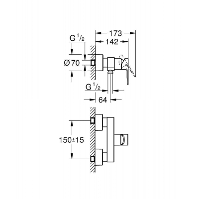 GROHE 33865001 Lineare New Смеситель однорычажный для душа, внешний монтаж. Фото