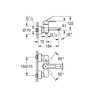 GROHE 33849001 Lineare New Смеситель однорычажный для ванны, внешний монтаж. Фото