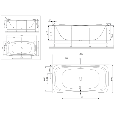 Каркас для ванны 180х80 см AM.PM Sensation W30A-180-080W-R. Фото