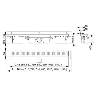 Водоотводящий желоб ALCAPLAST Flexible APZ4-1150. Фото