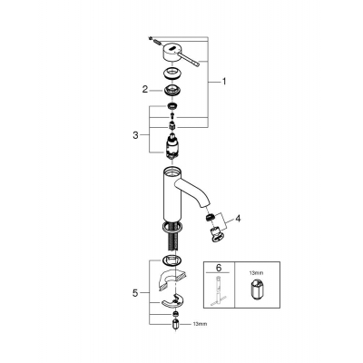 GROHE 23590A01 Essence New Смеситель для раковины S-Size II, гладкий корпус. Фото