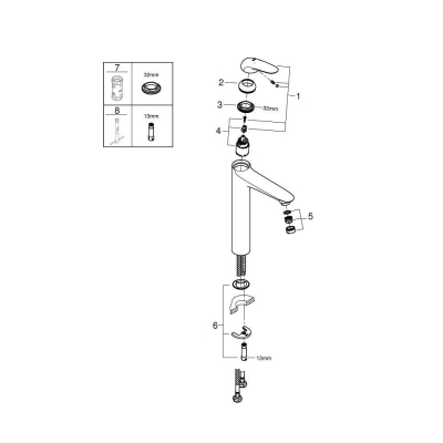 GROHE 23719LS3 Eurostyle 2015 Solid Смеситель для свободностояшей раковины, гладкий корпус. Фото