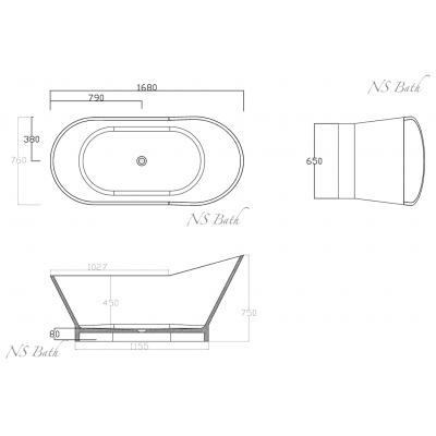 Ванна из литьевого мрамора NS BATH NSB-17760. Фото