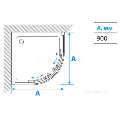 Душевое ограждение Акватон Ritsa в четверть круга 90х90х200 1AX006SSXX000. Фото