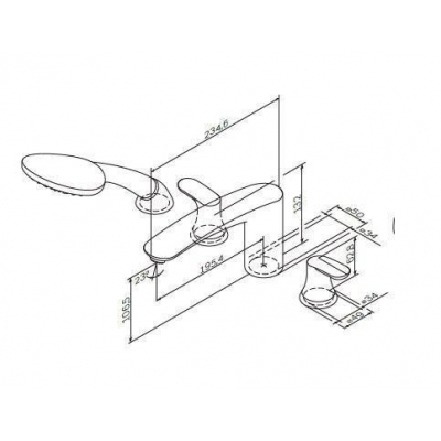 Смеситель на борт ванны, 4х секционный AM.PM Like F8001300. Фото