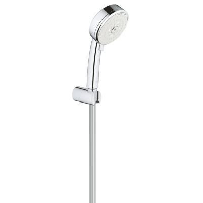 GROHE 27588002 Tempesta Cosmopolitan Cosmopolitan 100 Душевой набор III (круглый ручной душ, настенный держатель, шланг 1500 мм), 9,5 л/мин, хром. Фото