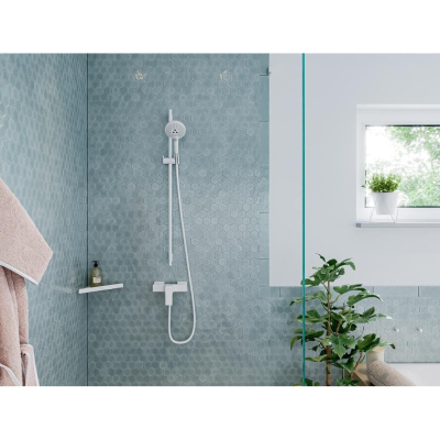 Душевая штанга Hansgrohe Unica S Puro 90 см со шлангом 28631700, матовый белый. Фото