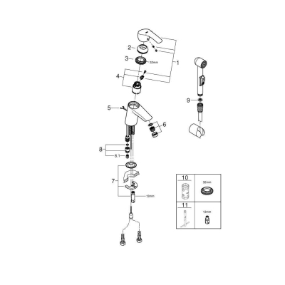 GROHE 23124002 ESM Смесидель для раковины с гигиеническим душем. Фото