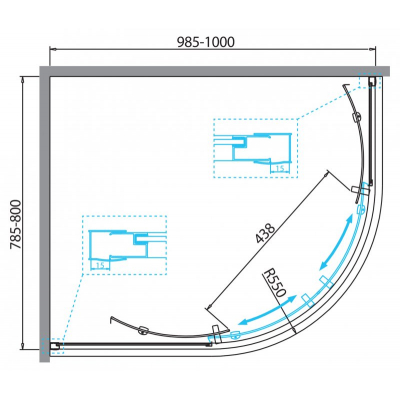 Душевой угол BELBAGNO DUE-RH-2-100/80-C-Cr. Фото