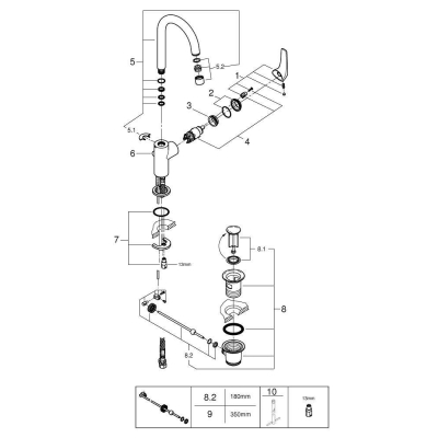 GROHE 23753000 BauFlow Смеситель для раковины со сливным гарнитуром, L-Size. Фото