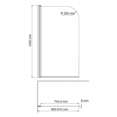 Стеклянная шторка на ванну WASSERKRAFT Leine 35P01-80WHITE. Фото