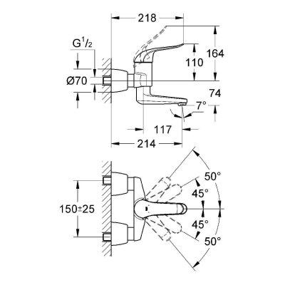 Смеситель для раковины GROHE Euroeco Special 32771000. Фото