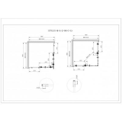 Душевой угол CEZARES Stylus-M STYLUS-O-M-A-2-90-C-Cr. Фото