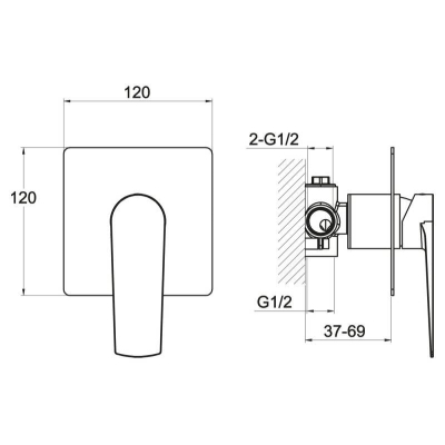 Смеситель для душа встраиваемый BELBAGNO Carie CAR-BDM-CRM. Фото