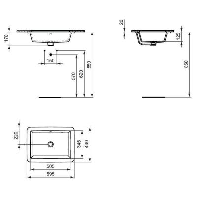 Раковина встраиваемая IDEAL STANDARD Strada 60х43 K077901. Фото