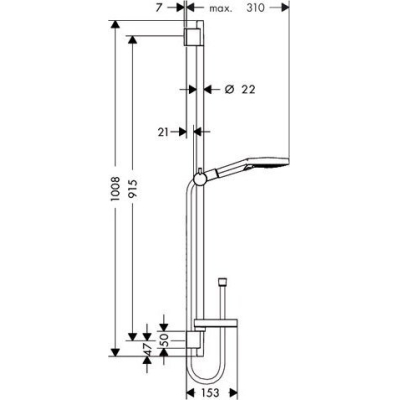 Душевой гарнитур Hansgrohe Raindance Select 120 Unica Set 90см белый/хром 26631400. Фото