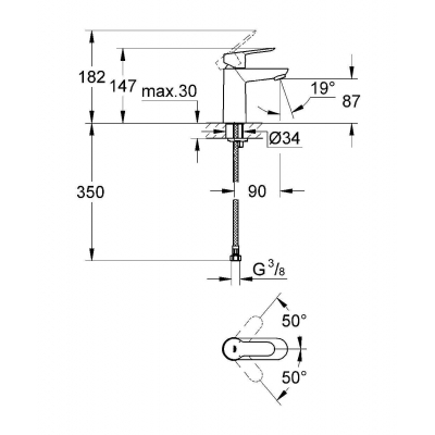 Смеситель для раковины GROHE BauEdge 23330000. Фото