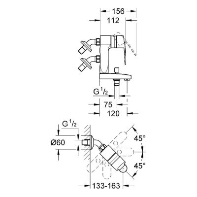 GROHE 23302000 Eurostyle C Vertica Смеситель однорычажный для ванны, настенный монтаж. Фото