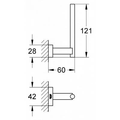 Держатель для запасного рулона бумаги GROHE Essentials Cube 40623001 для ванной комнаты. Фото