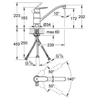 Смеситель для мойки GROHE Eurosmart Cosmopolitan 31161000. Фото