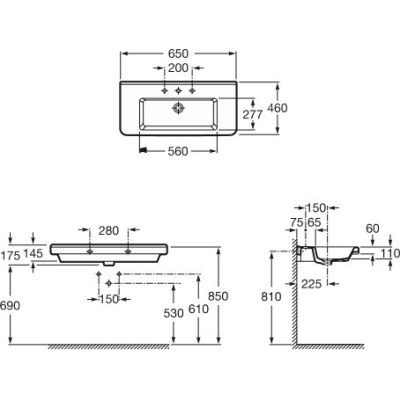 Раковина подвесная ROCA Dama-N 65х46 327783000. Фото