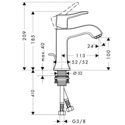 Смеситель для раковины HANSGROHE Metris Classic 31075000. Фото